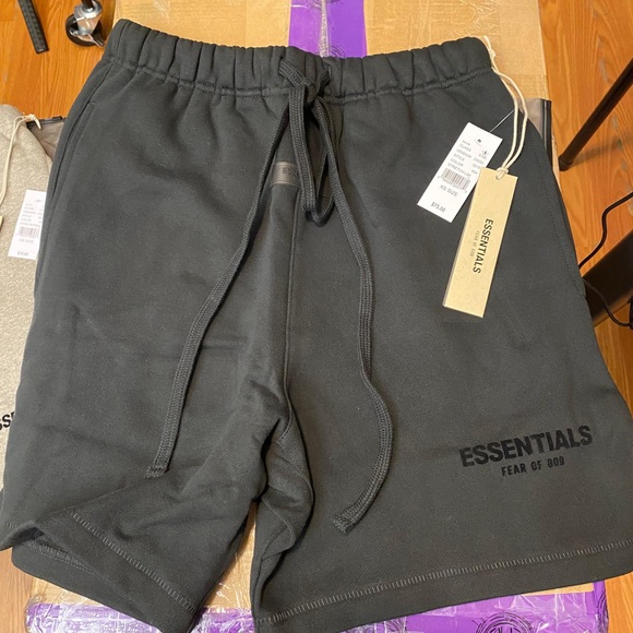 Essentials Other - Essentials Men’s Black Athletic Drawstring Shorts with ESSENTIALS Logo